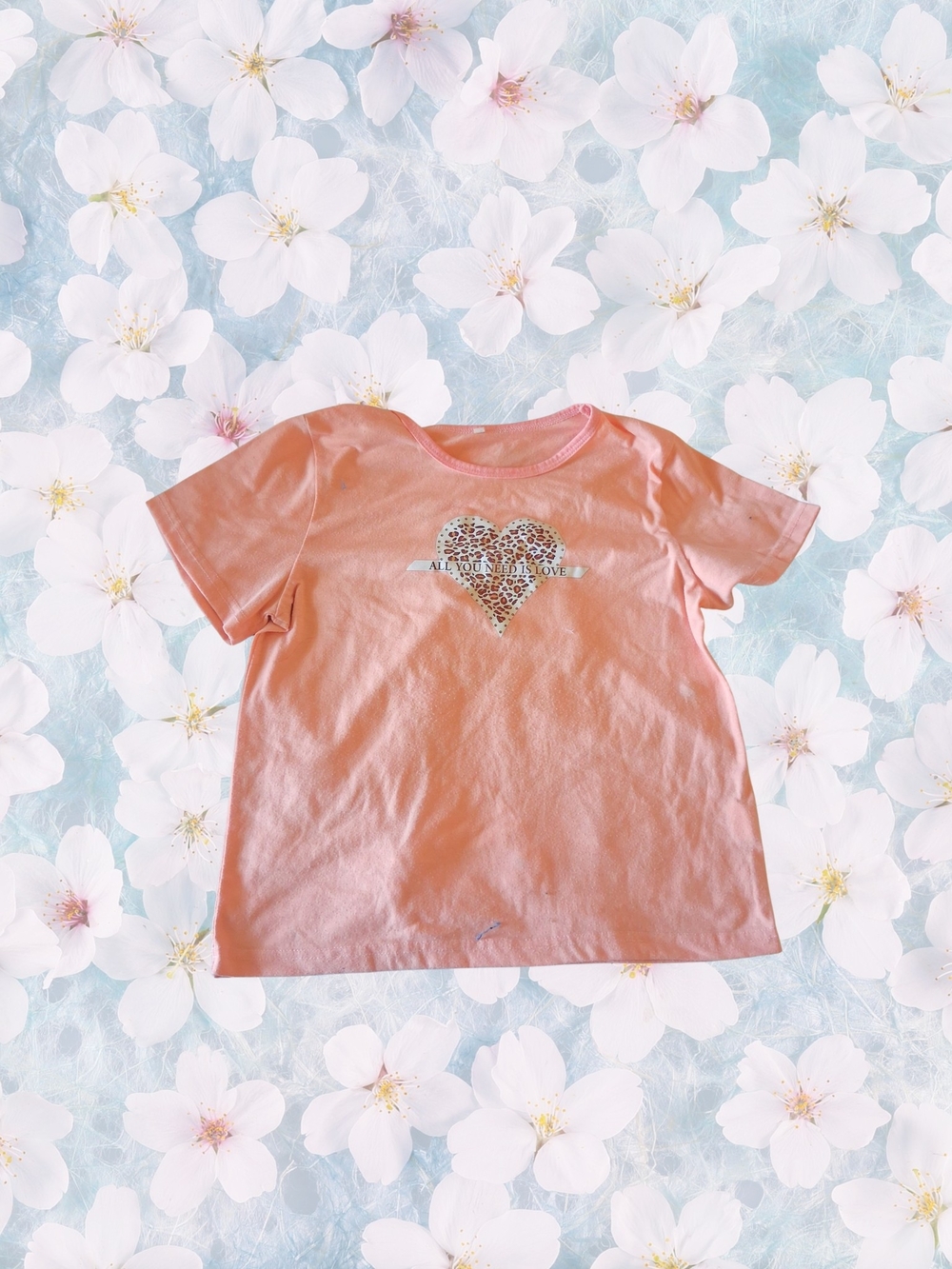 Girls Peach Heart Graphic Tee